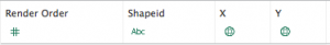 Shapeid as string and X as Long Y as Lat