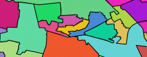 Simplified Geometries at 0.001 Tolerance Colored Original Wards Overlaid